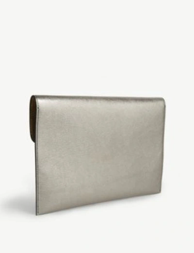 Shop Alexander Mcqueen Leather Envelope Clutch In Gunmetal