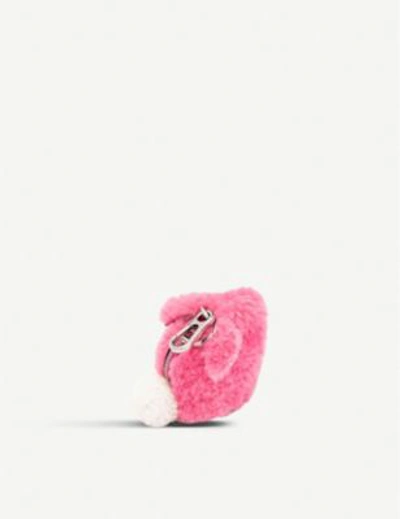 Shop Loewe Bunny Shearling Charm In Wild Rose