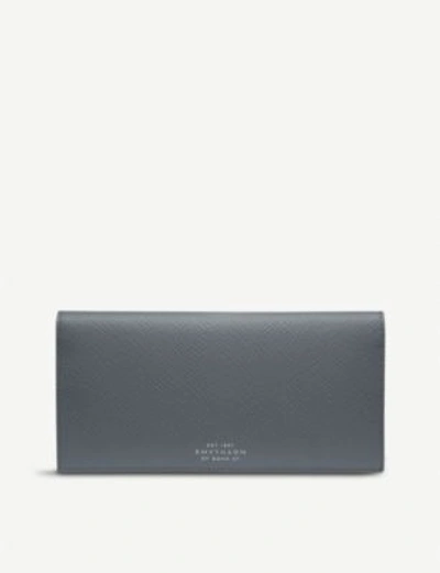 Shop Smythson Panama Leather Slim Coat Wallet In Smoke