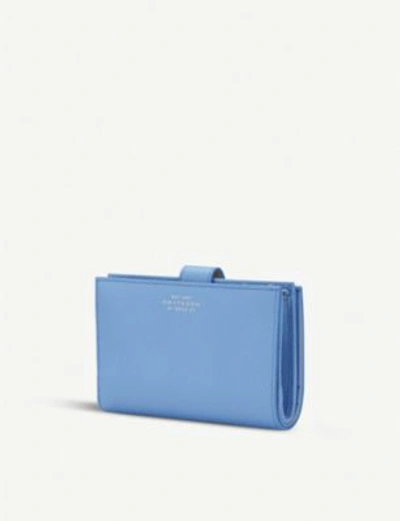 Shop Smythson Panama Leather Small Continental Purse In Nile Blue