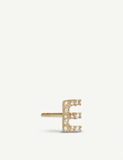 Shop Annoushka Initial E 18ct Gold And Diamond Stud Earring In 18ct Yellow Gold