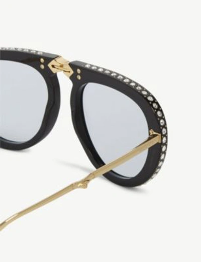 Shop Gucci Gg0307s Folding Aviator Sunglasses In Gold