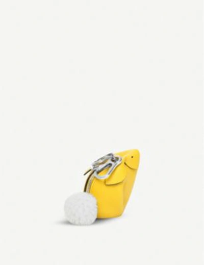 Shop Loewe Bunny Leather Charm In Yellow