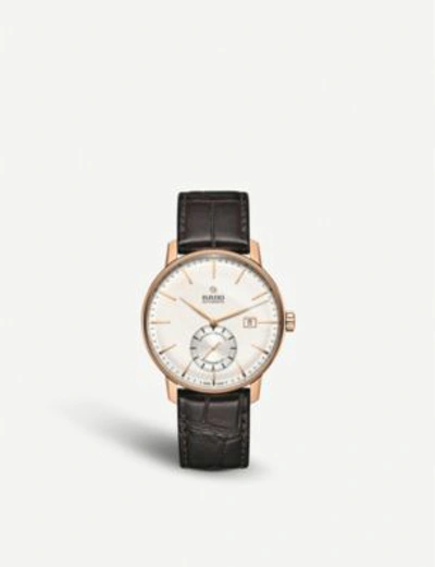 Shop Rado R22881025 Coupole Classic Rose Gold-plated And Leather Chronograph Watch
