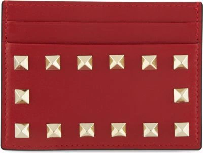 Shop Valentino Studded Card Holder In Red