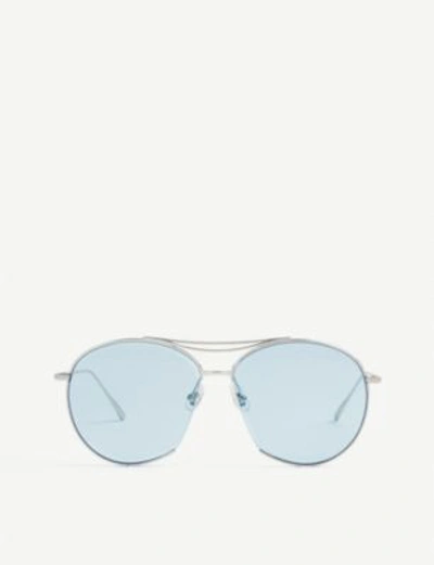 Shop Gentle Monster Jumping Jack Tinted Aviator Stainless Steel Sunglasses In Blue