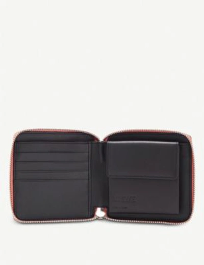 Shop Loewe Square Anagram Leather Zip Wallet In Pink Tulip/black