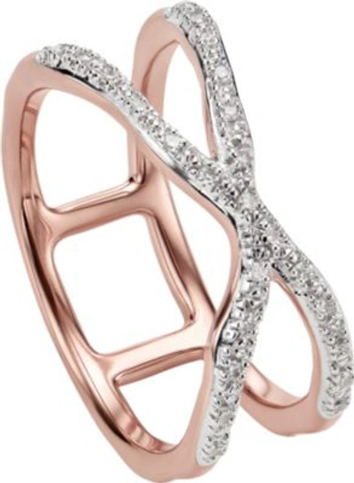 RIVA 波 交叉 18CT 金 镀金的银 和 钻石 环