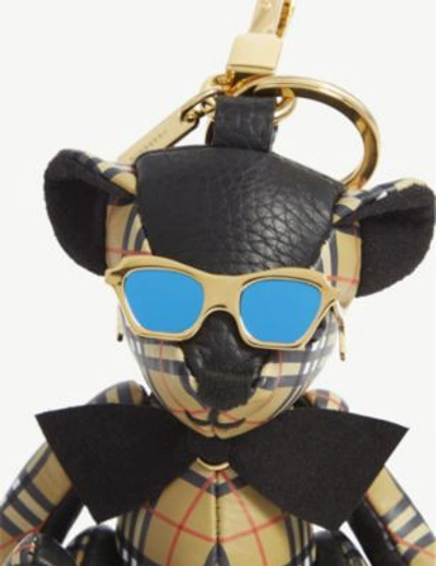 Shop Burberry Thomas Bear Sunglasses Keyring In Black