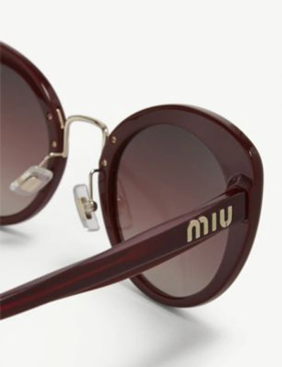 Shop Miu Miu Bordeaux 0mu 06ts Butterfly Sunglasses