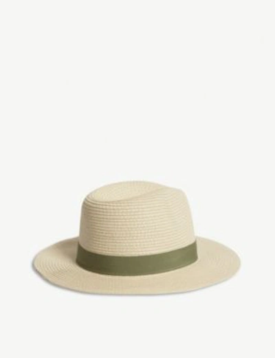Shop Melissa Odabash Wide-brim Woven Fedora Hat In Ivory Olive