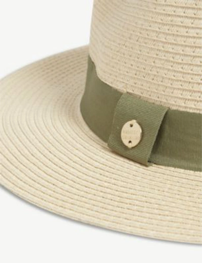 Shop Melissa Odabash Wide-brim Woven Fedora Hat In Ivory Olive