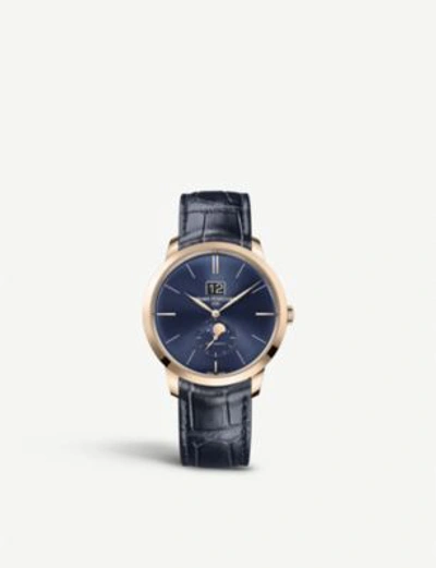 Shop Girard-perregaux 49556-52-1832bb4a 1966 Rose-gold And Leather Manual Watch In Black/blue