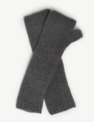 Shop Johnstons Purl Stitch Cashmere Wristwarmers In Mid Grey