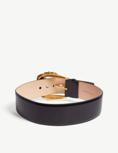 Shop Versace Barocco Buckle Leather Belt In Black Tribute Gold