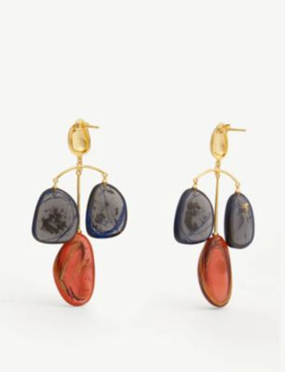 Shop Ejing Zhang Patter Drop Gold-plated Resin Earrings In Gold Midnight Eventide