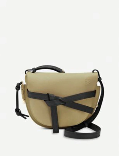 Shop Loewe Gate Small Leather Shoulder Bag In Mocca/black