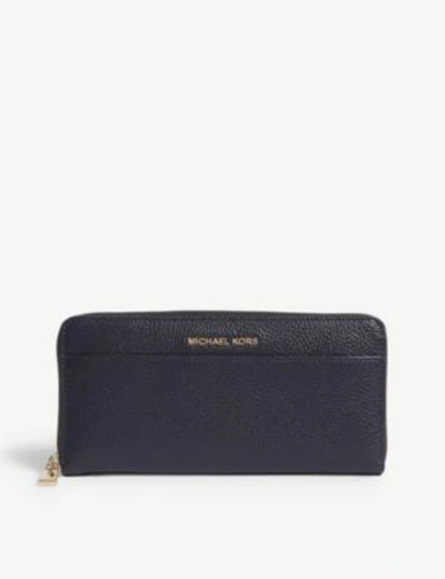 Shop Michael Michael Kors Mercer Continental Leather Wallet In Admiral