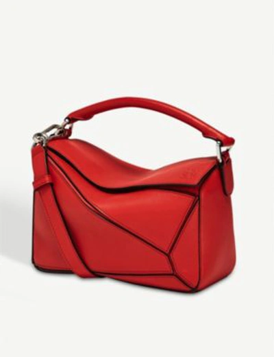 Shop Loewe Puzzle Small Multi-function Leather Bag In Scarlet Red