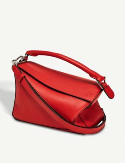 Shop Loewe Puzzle Small Multi-function Leather Bag In Scarlet Red
