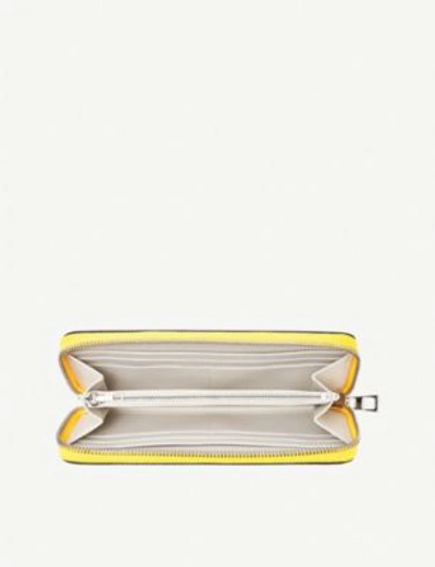 Shop Loewe Anagram Embossed Logo Leather Wallet In Yellow/white