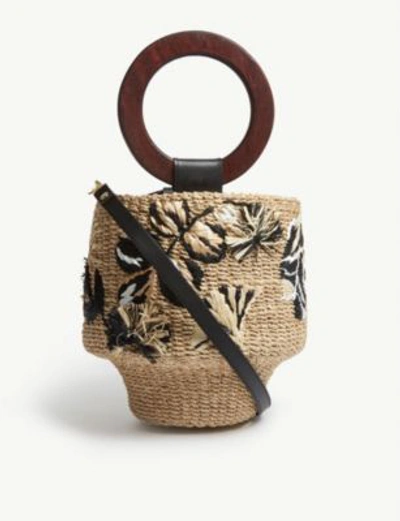 Shop Aranaz Maya Raffia Bucket Bag In Natural