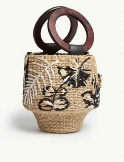 Shop Aranaz Maya Raffia Bucket Bag In Natural