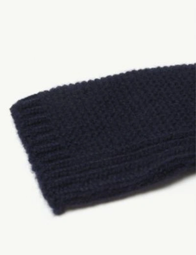 Shop Johnstons Purl Stitch Cashmere Wristwarmers In Navy