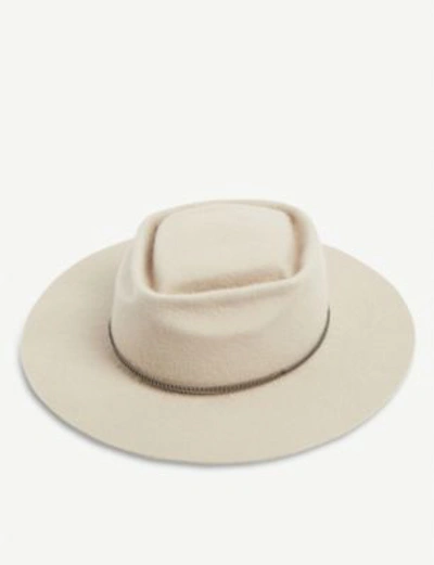 Shop Gladys Tamez Millinery Honey Gold Braided Felt Fedora In Alabaster