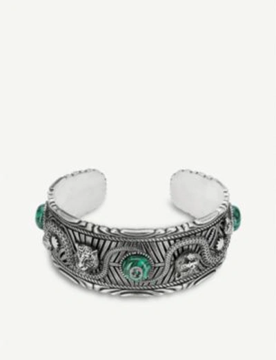 Shop Gucci Garden Sterling Silver And Resin Cuff Bracelet