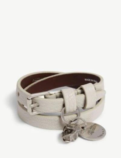 Shop Alexander Mcqueen Double-wrap Leather Bracelet In White