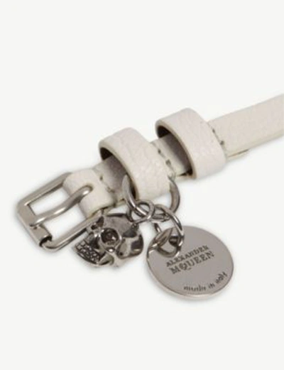 Shop Alexander Mcqueen Double-wrap Leather Bracelet In White