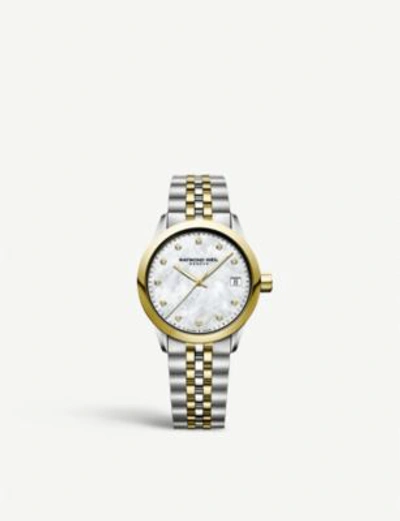 Shop Raymond Weil 5634st97081 Freelancer Yellow-gold Plated Stainless Steel And Diamond Watch In Silver/yellow Gold