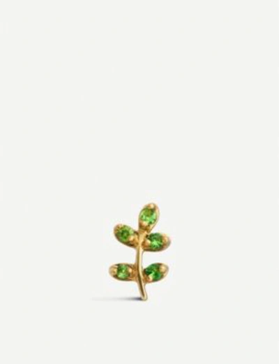 Shop Loquet Olive Branch 18ct Yellow-gold And Tsavorite Charm In Yellow Gold