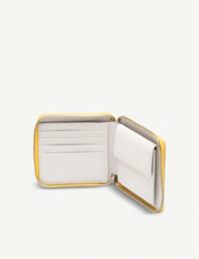 Shop Loewe Square Anagram Leather Zip Wallet In Yellow/white