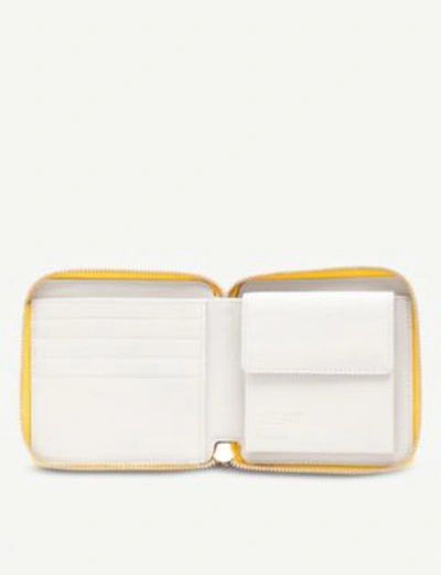 Shop Loewe Square Anagram Leather Zip Wallet In Yellow/white