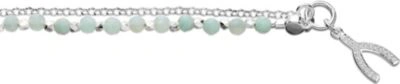 Shop Astley Clarke Wishbone Sterling Silver Amazonite Friendship Bracelet In Pale Blue