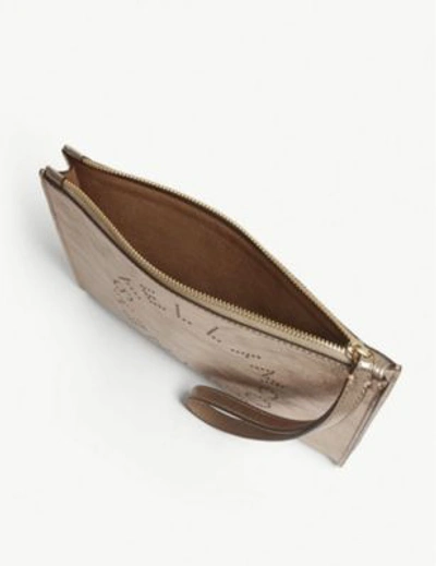 Shop Stella Mccartney Circle Logo Metallic Pouch In Rose Gold