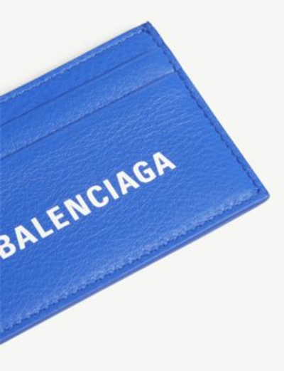 Shop Balenciaga Baltimore Grained Leather Card Holder In Blue