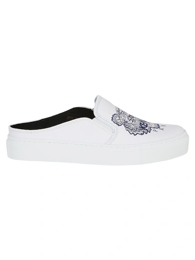 Shop Kenzo Embroidered Tiger Slip-on Sneakers In Whire