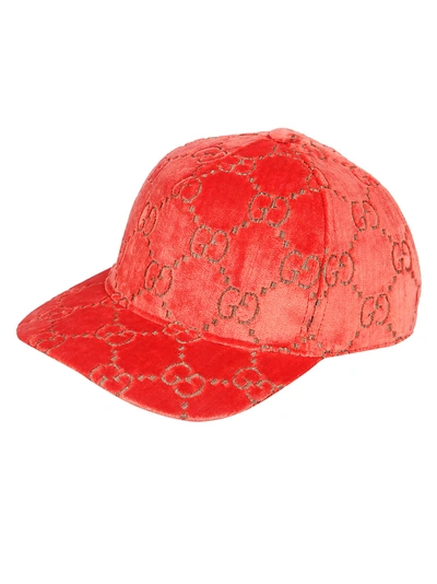 Shop Gucci Embroidered Gg Baseball Cap In Red