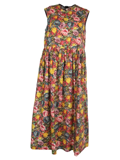 Shop Marni Floral Printed Dress In Acid