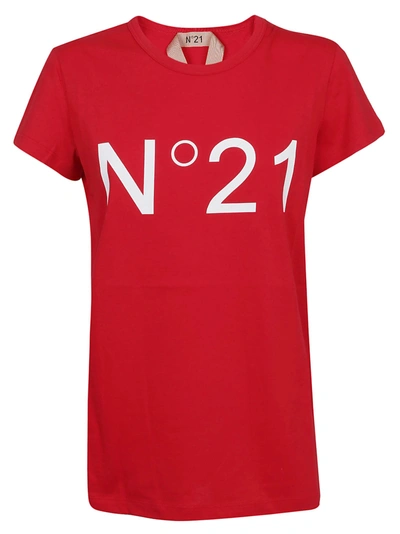 Shop N°21 Logo Print T-shirt In Rosso
