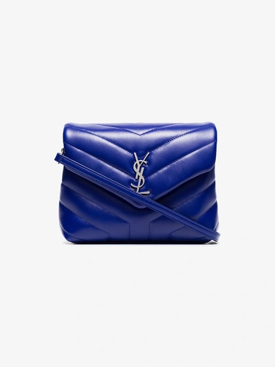 Shop Saint Laurent Blue Monogram Lou Lou Quilted Leather Shoulder Bag