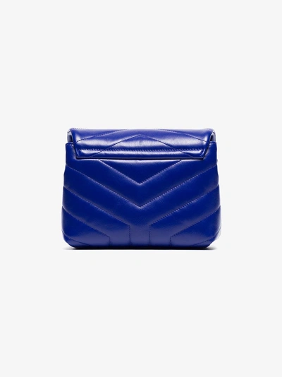 Shop Saint Laurent Blue Monogram Lou Lou Quilted Leather Shoulder Bag