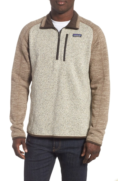 Shop Patagonia Better Sweater Quarter Zip Fleece Lined Pullover In Bleached Stone/ Pale Khaki