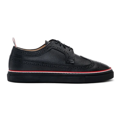 Shop Thom Browne Black Cupsole Longwing Brogue Sneakers In 001 Black