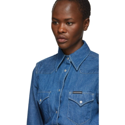 Shop Calvin Klein Jeans Est.1978 Calvin Klein Jeans Blue Denim Western Shirt In Granby Blue