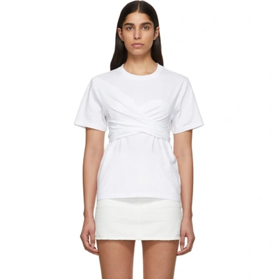 Shop Cedric Charlier White Wrapped T-shirt In A0001 White