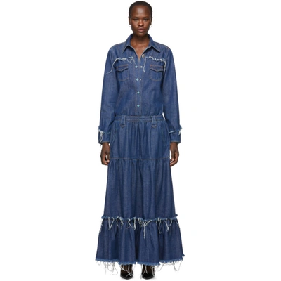 Shop Alanui Blue Denim Dress In No Colour